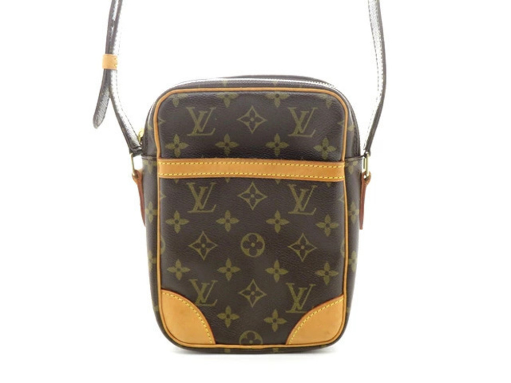 LOUIS VUITTON Danube Monogram Shoulder Bag Canvas Brown